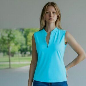 MoFiz Women's Sleeveless Tennis Golf Polo Shirt XS Blue 261F
